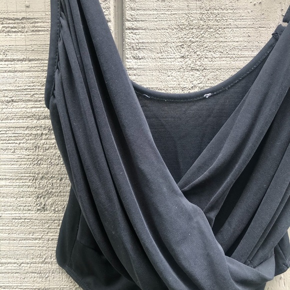 Draping Plunge Neckline Bodysuit in Grey/Black - Picture 6 of 6